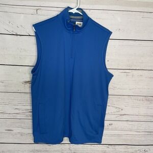 Brooks Brothers Men's Golf Vest  Medium M Shirt Pullover  Blue ¼  Zip Sleeveless